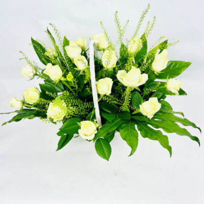 סלסלת ורדים לבנים אביבית לחג פסח 250 שח